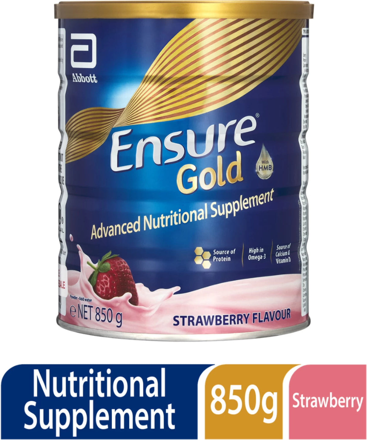 Ensure Gold Advanced Nutritional Supplement strawberry flavour 850g tin