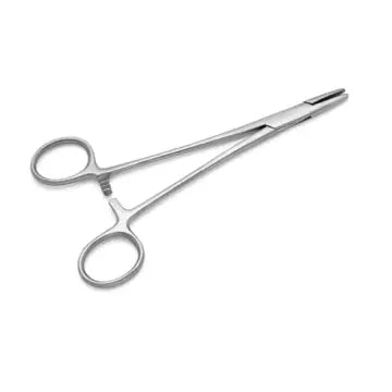 Stainless-steel Mayo-style needle holder with finger-ring handles