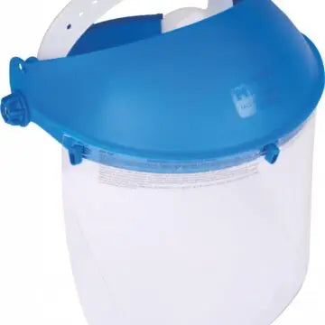 Maxi face visor with blue adjustable headgear and clear lens