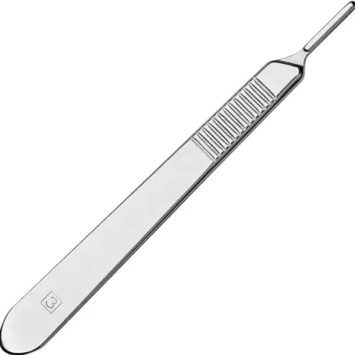 Stainless-steel No. 3 scalpel handle with textured grip